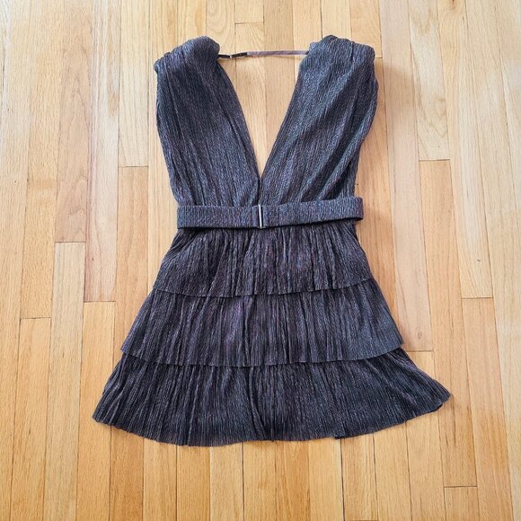 NWT $250 Sabina Musayev Pink Green Metallic Skylar Fit & Flare Mini Dress Size M - Picture 8 of 9